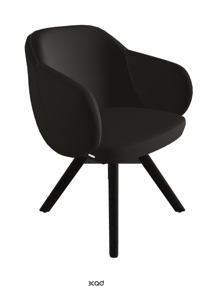 Bombe Swivel Dining Armchair_Black Embossed_Open Pore Matt Black Ashwood_Synthetic Leather_Ardesia