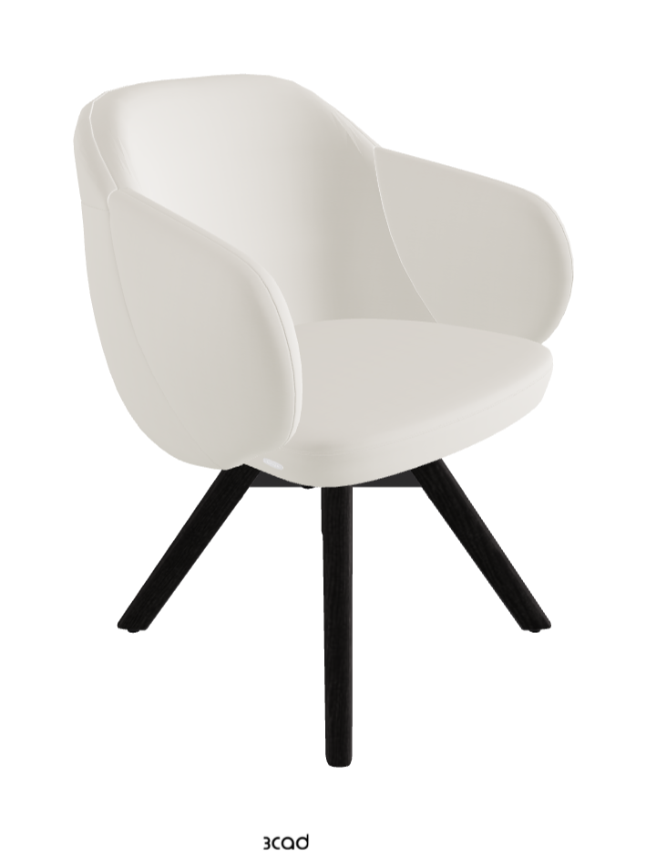 Bombe Swivel Dining Armchair_Black Embossed_Open Pore Matt Black Ashwood_Synthetic Leather_Lino