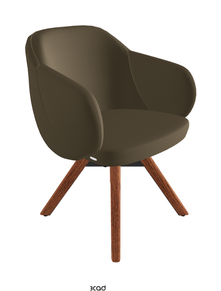 Bombe Swivel Dining Armchair_Black Embossed_Canaletto Walnut Stained Ashwood_Synthetic Leather_Argilla
