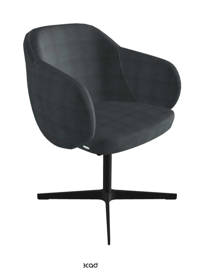 Bombe X Swivel Dining Armchair_Black Embossed_Fabric_B927