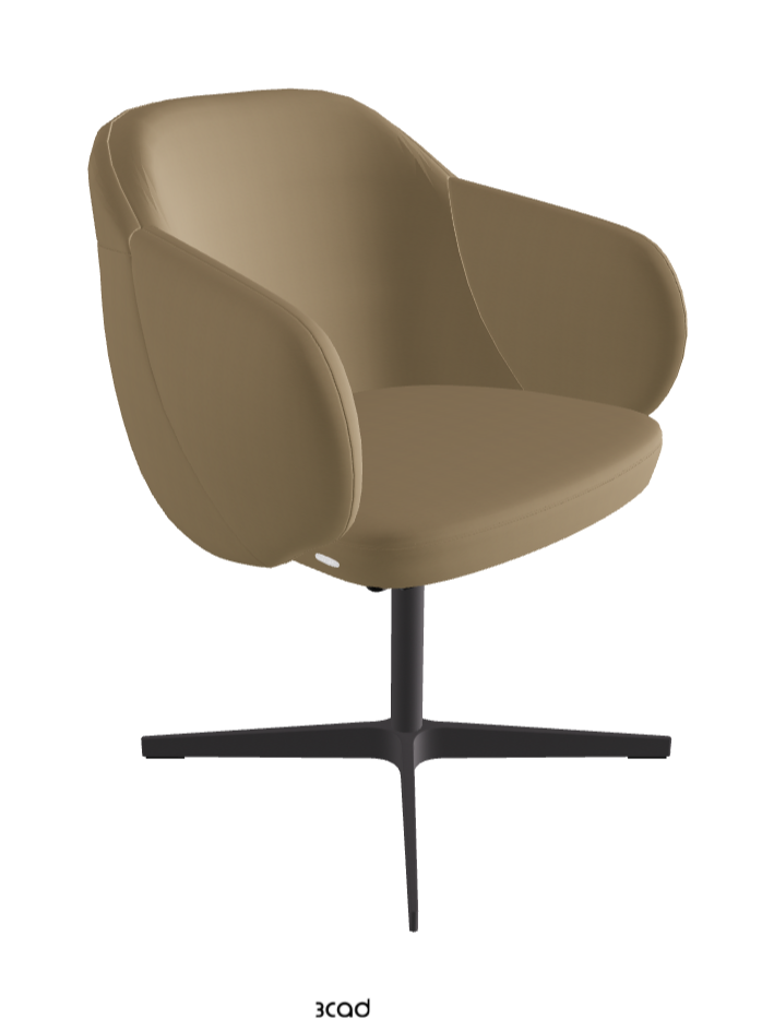 Bombe X Swivel Dining Armchair_Graphite Embossed_Soft Leather_Safari
