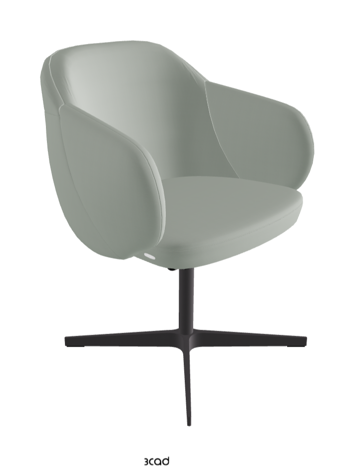 Bombe X Swivel Dining Armchair_Graphite Embossed_Soft Leather_Ice