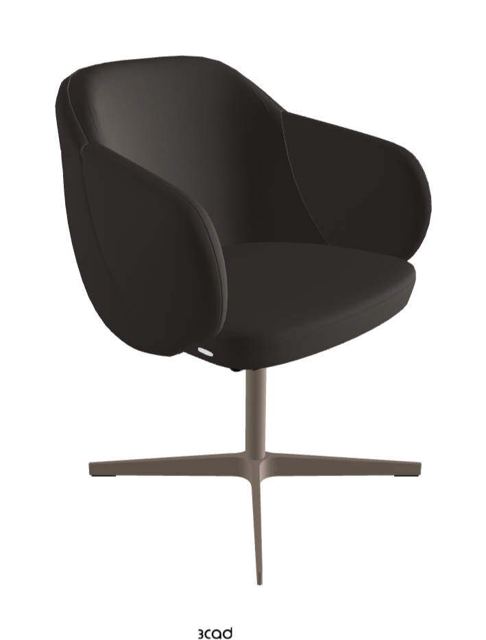 Bombe X Swivel Dining Armchair_Titanium Embossed_Soft Leather_Piombo