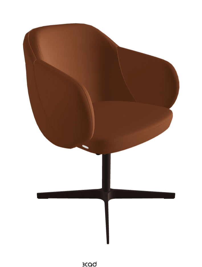 Bombe X Swivel Dining Armchair_Bronze Embossed_Soft Leather_Cognac