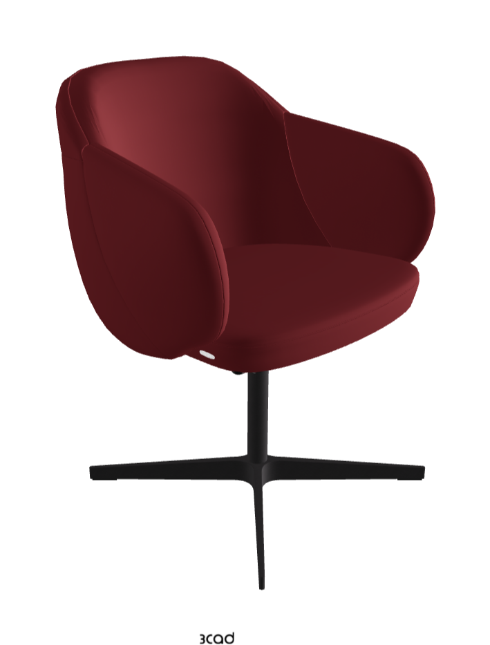 Bombe X Swivel Dining Armchair_Black Embossed_Soft Leather_Rosso Corsa