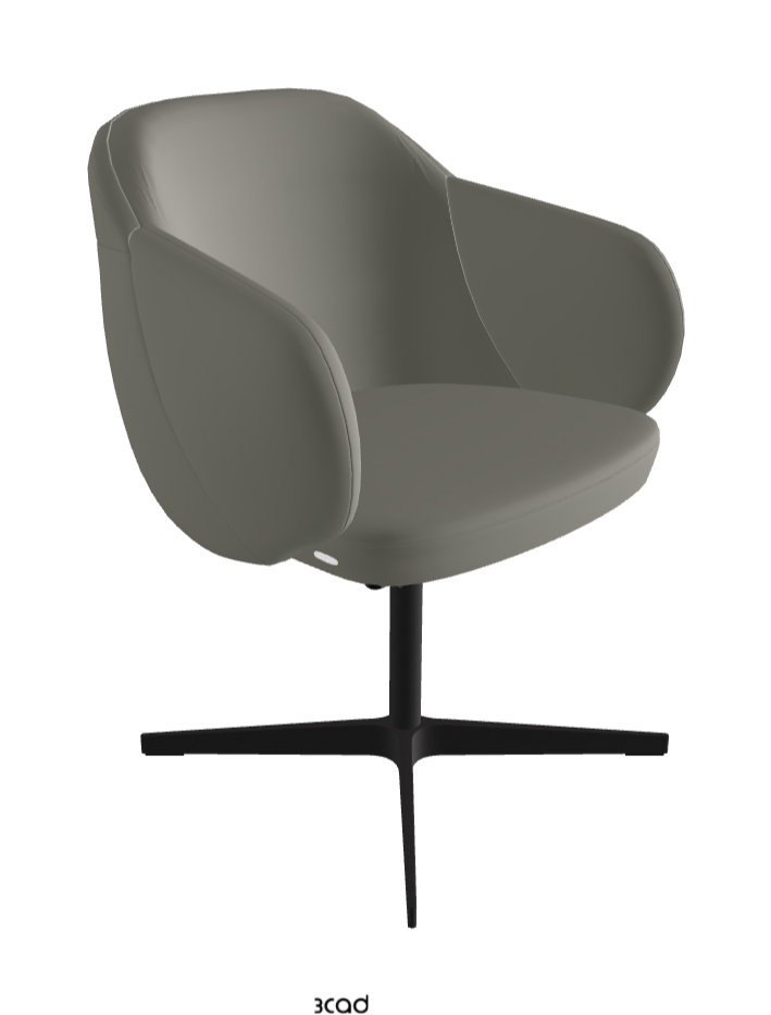 Bombe X Swivel Dining Armchair_Black Embossed_Synthetic Leather_Cemento