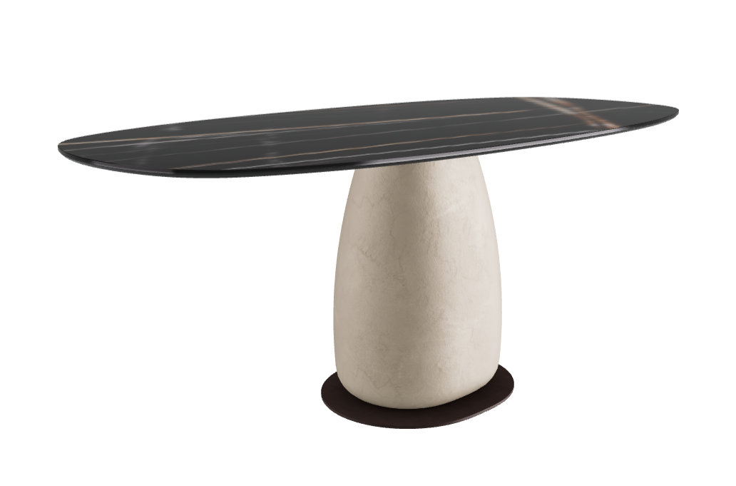 180x90x74h Biscuit Shaped_Glossy Sahara Noir_Oslo_Bronze Embossed
