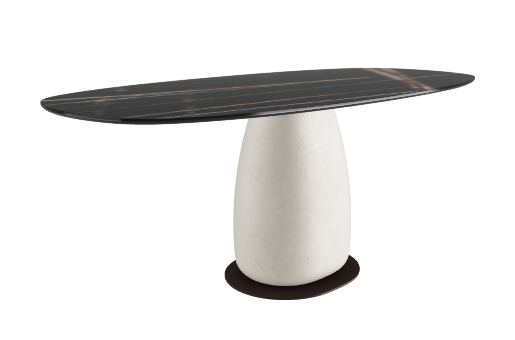 180x90x74h Biscuit Shaped_Glossy Sahara Noir_Cairo_Bronze Embossed