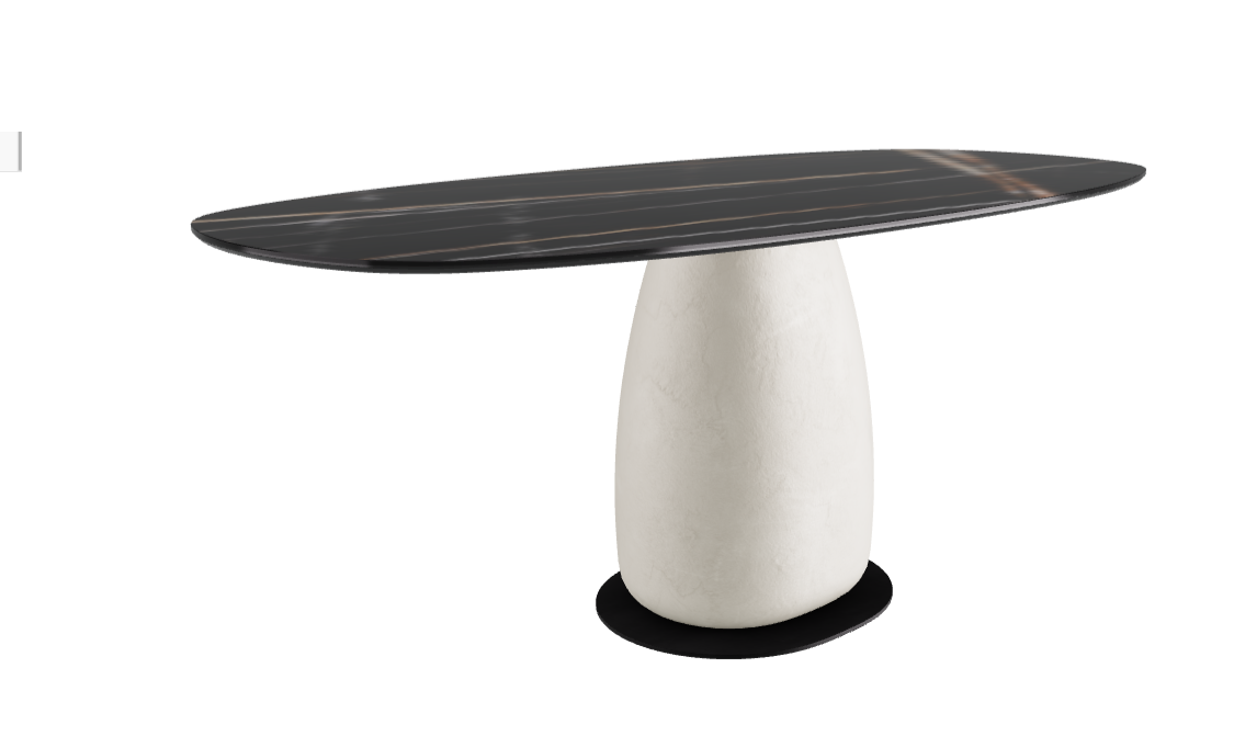 180x90x74h Biscuit Shaped_Glossy Sahara Noir_Cairo_Black Embossed