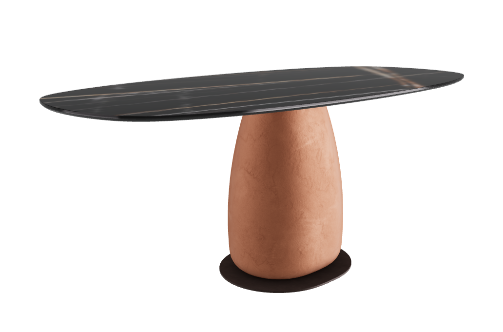 180x90x74h Biscuit Shaped_Glossy Sahara Noir_Marrakech_Bronze Embossed