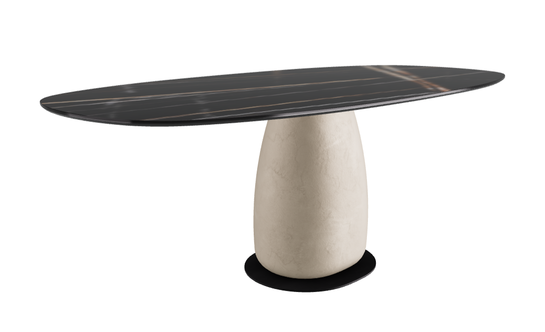 200x100x74h Biscuit Shaped_Glossy Sahara Noir_Oslo_Black Embossed