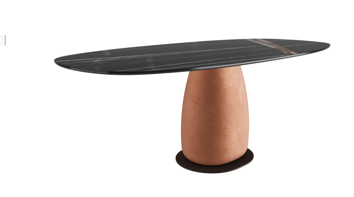 200x100x74h Biscuit Shaped_Glossy Sahara Noir_Marrakech_Bronze Embossed