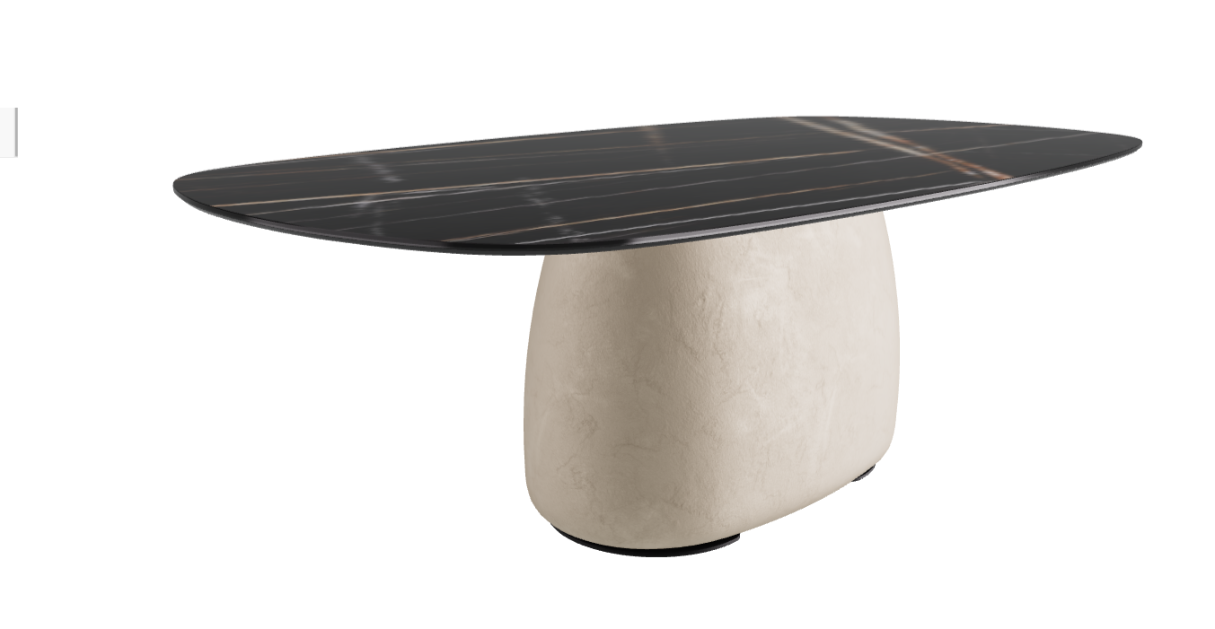 220x120x73.5h Biscuit Shaped_Glossy Sahara Noir_Cairo_Black Embossed