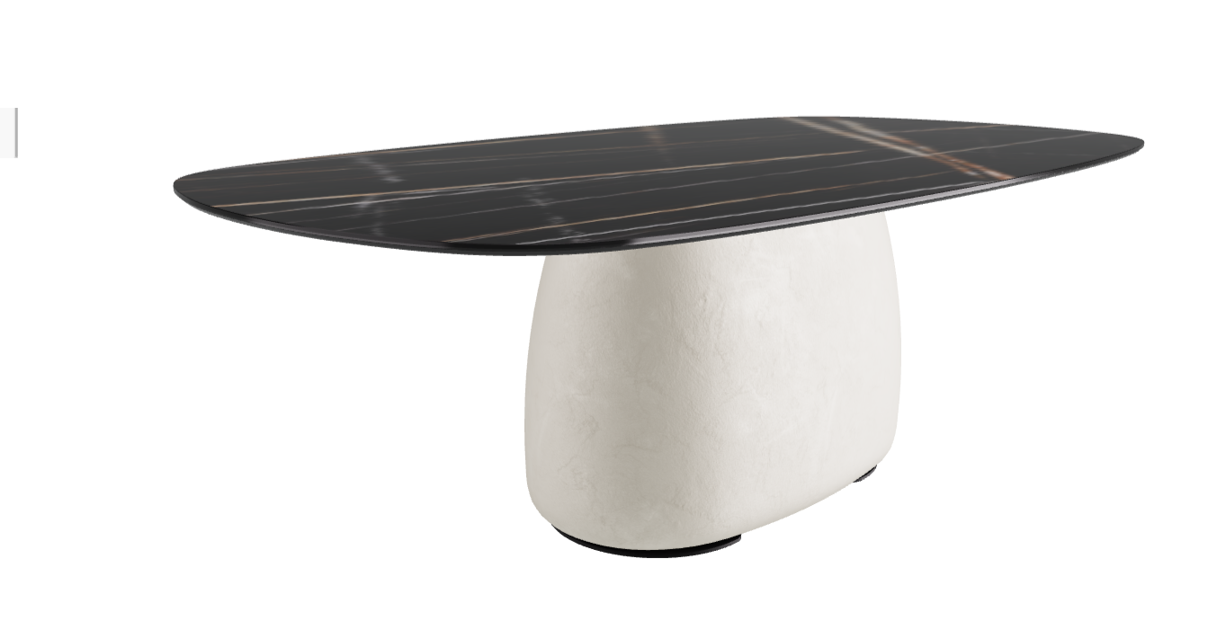 220x120x73.5h Biscuit Shaped_Glossy Sahara Noir_Oslo_Black Embossed