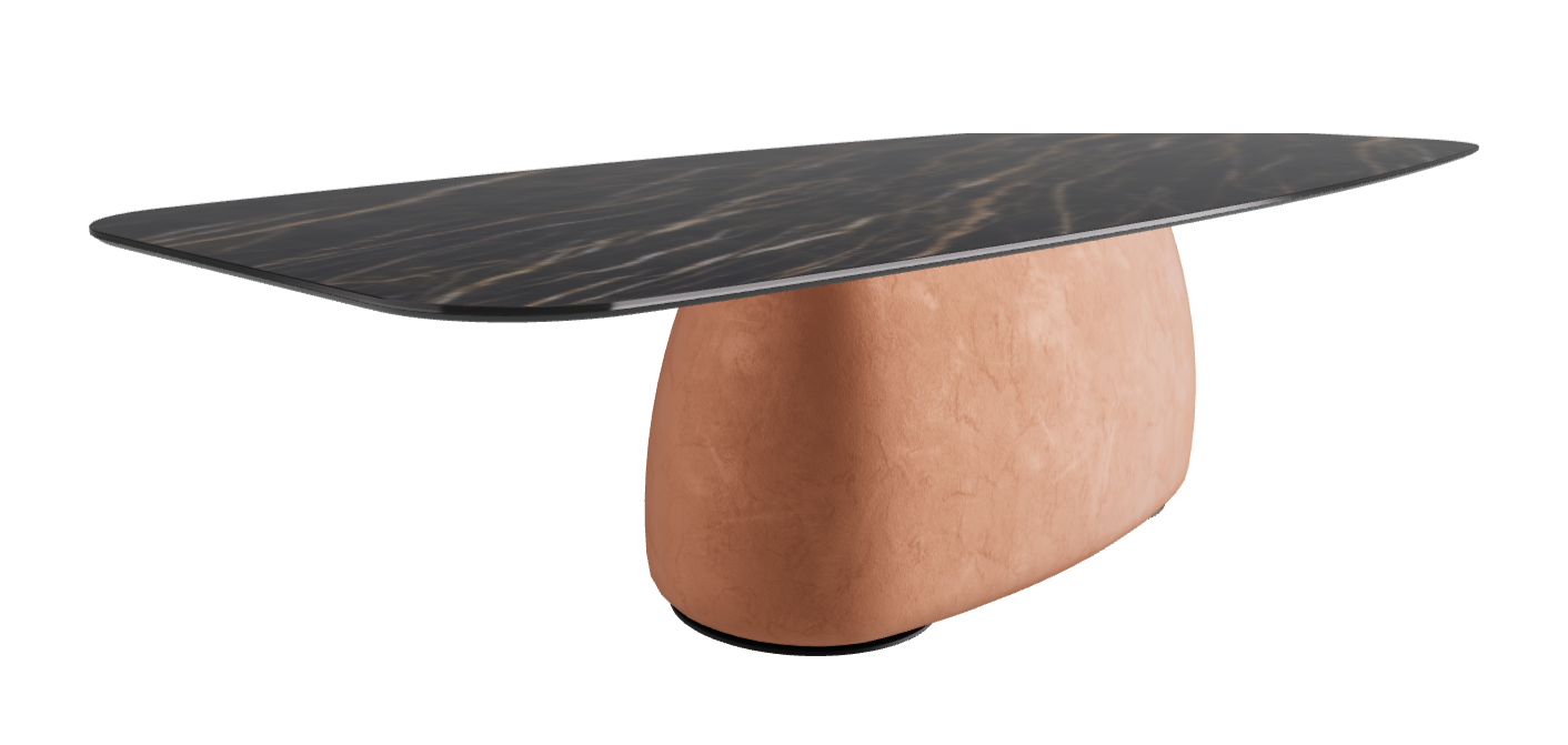 300x120x74h Barrel Shaped_Glossy Portoro_Marrakech_Black Embossed