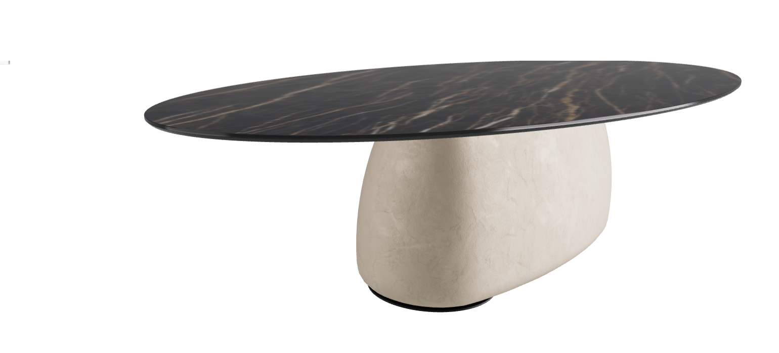 300x150x75h Oval Shaped_Glossy Portoro_Cairo_Black Embossed