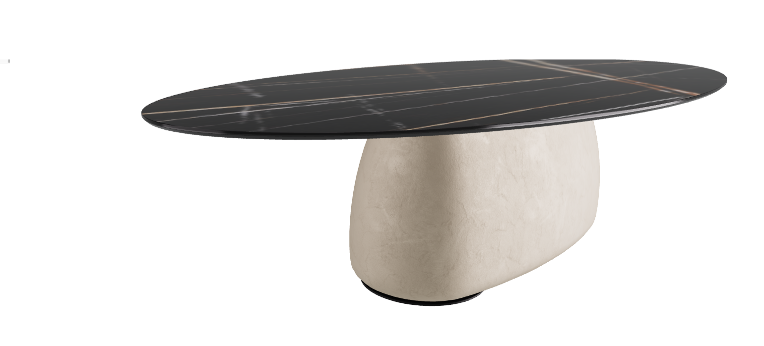 300x150x75h Oval Shaped_Glossy Sahara Noir_Cairo_Black Embossed
