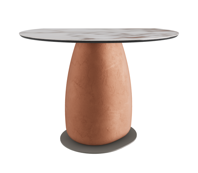 Diameter 100 x Height 73 cm Round Shaped_Breccia_Marrakech_Titanium Embossed