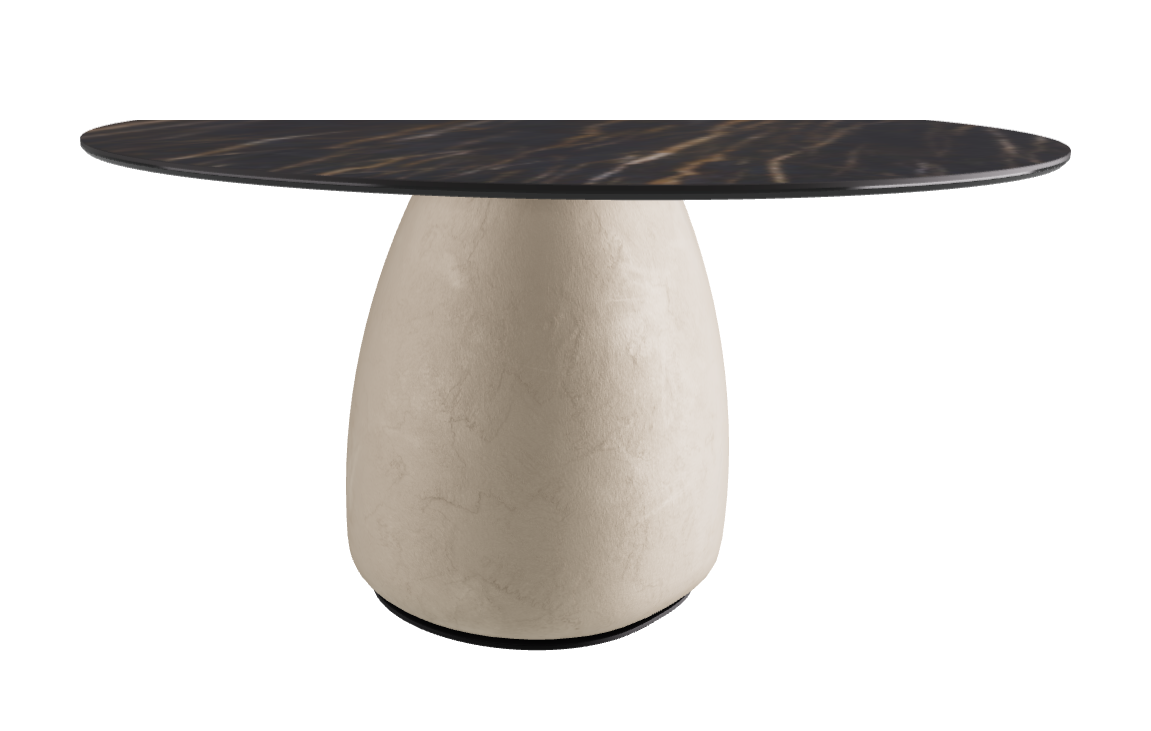 Diameter 140 x Height 73.5 cm  Round Shaped_Matt Portoro_Cairo_Black Embossed