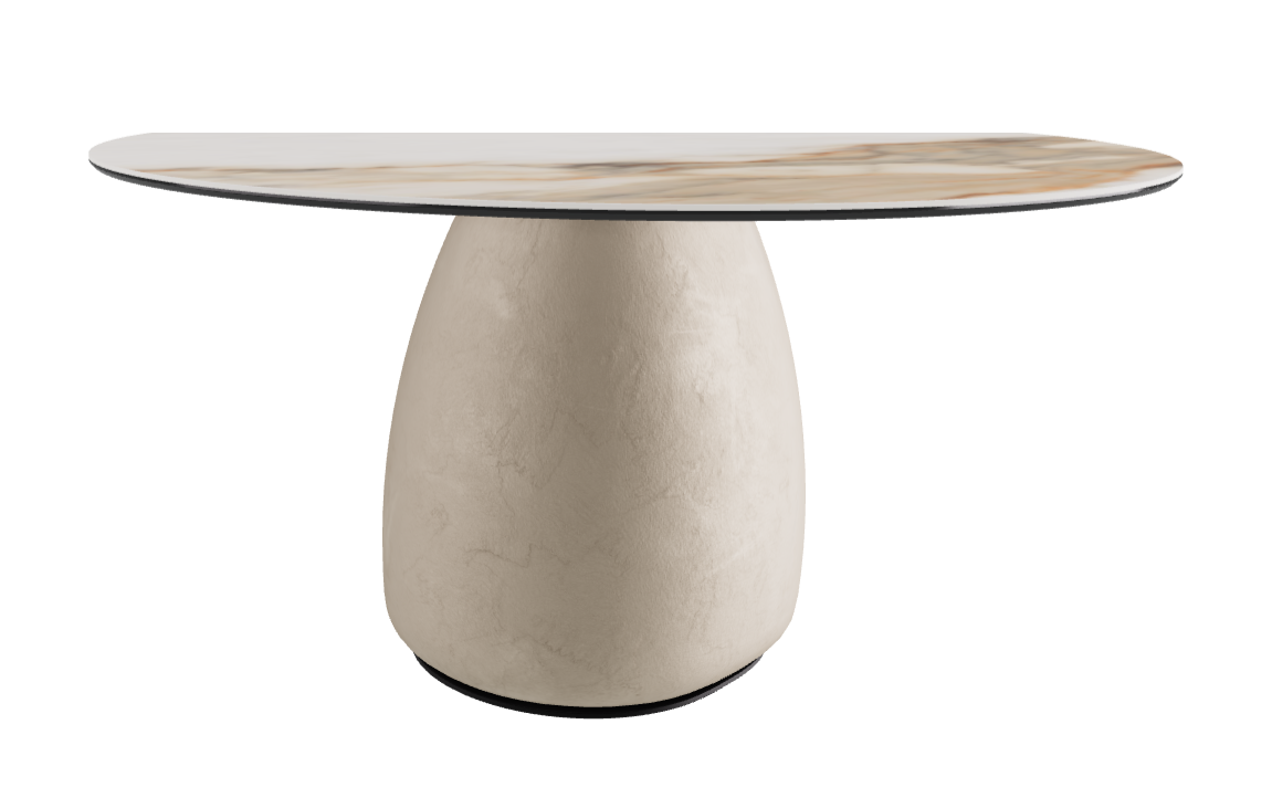 Diameter 140 x Height 73.5 cm  Round Shaped_Matt Borghini Calacatta_Cairo_Black Embossed