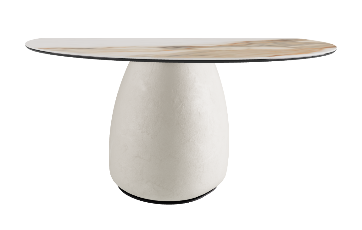 Diameter 140 x Height 73.5 cm  Round Shaped_Matt Borghini Calacatta_Oslo_Black Embossed