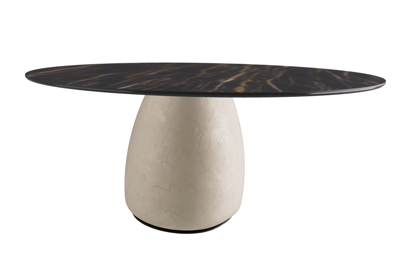 Diameter 158 x Height 73.5 cm  Round Shaped_Matt Portoro_Cairo_Black Embossed