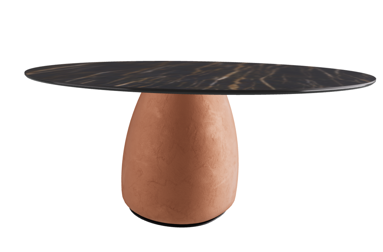 Diameter 158 x Height 73.5 cm  Round Shaped_Matt Portoro_Marrakech_Black Embossed