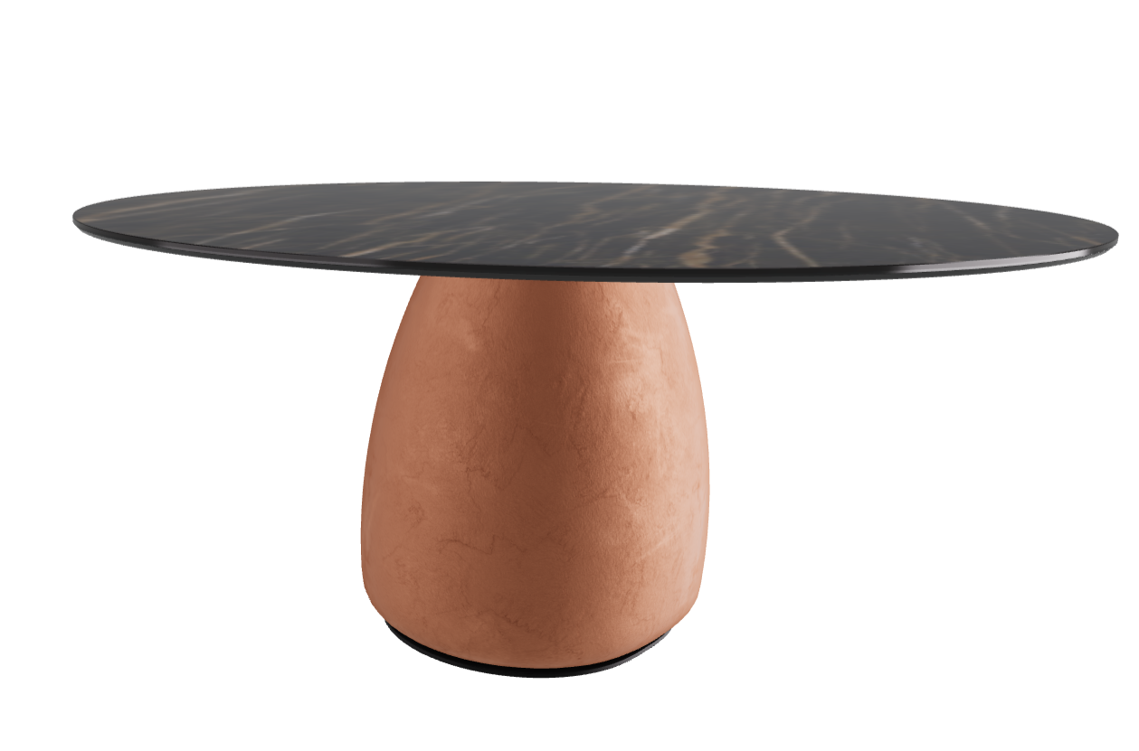 Diameter 158 x Height 73.5 cm  Round Shaped_Glossy Portoro_Marrakech_Black Embossed