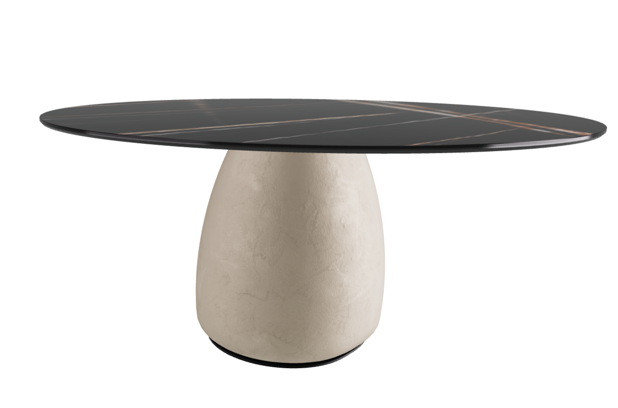 Diameter 158 x Height 73.5 cm  Round Shaped_Glossy Sahara Noir_Cairo_Black Embossed