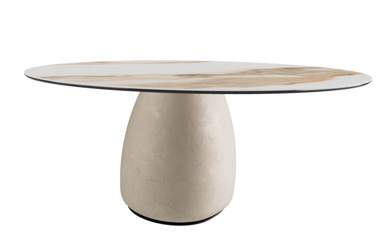 Diameter 158 x Height 73.5 cm  Round Shaped_Matt Borghini Calacatta_Cairo_Black Embossed