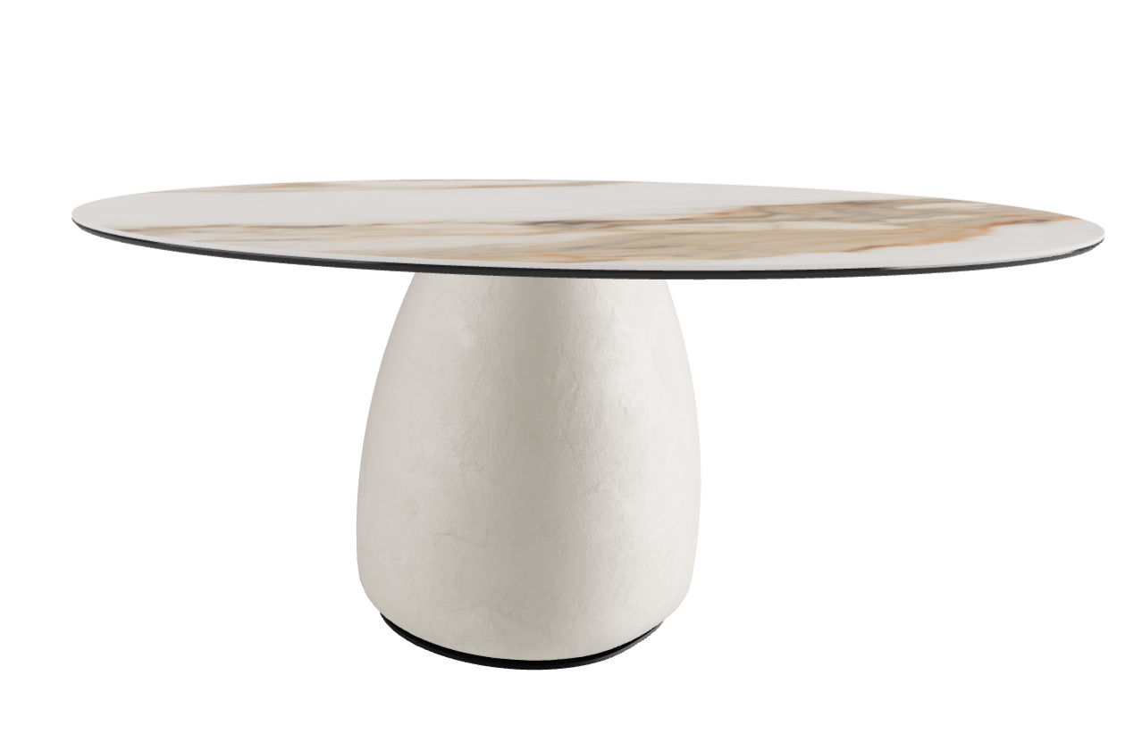Diameter 158 x Height 73.5 cm  Round Shaped_Matt Borghini Calacatta_Oslo_Black Embossed