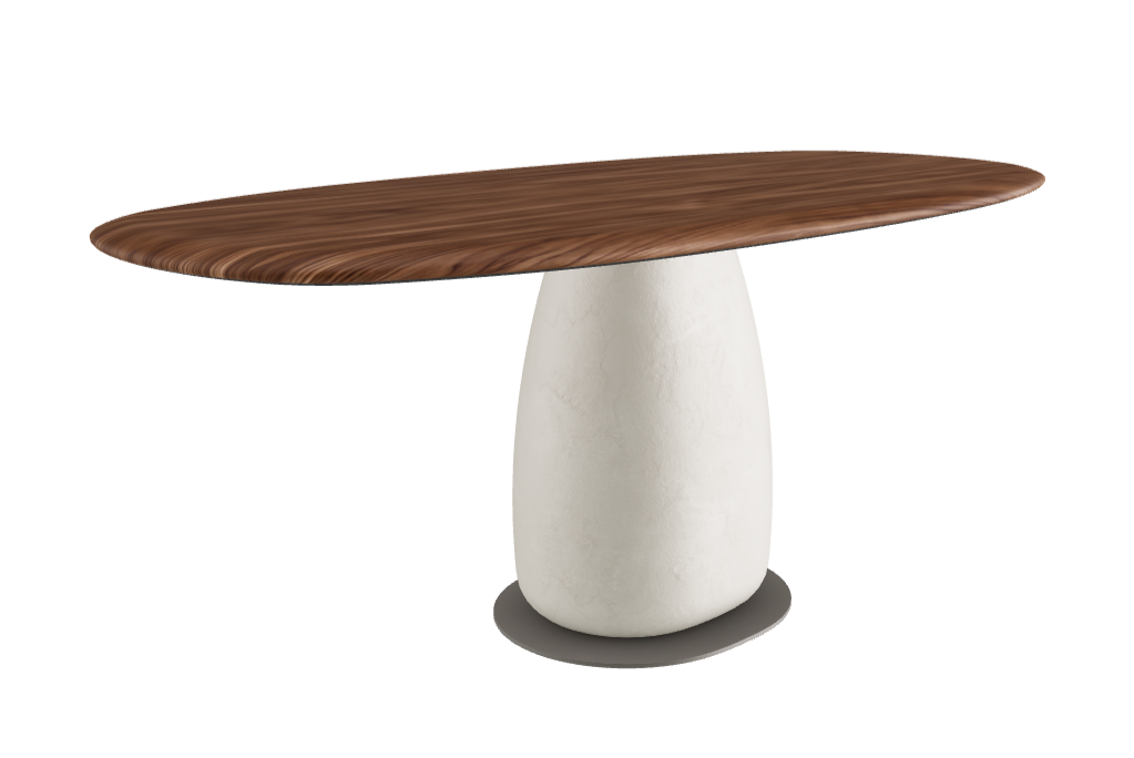 180×90×75.5h U Biscuit Shaped_Walnut Canaletto_Oslo_Titanium Embossed