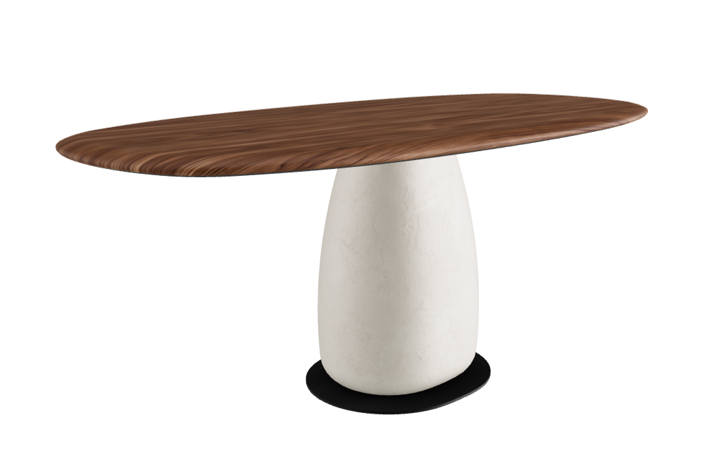180×90×75.5h U Biscuit Shaped_Walnut Canaletto_Oslo_Black Embossed