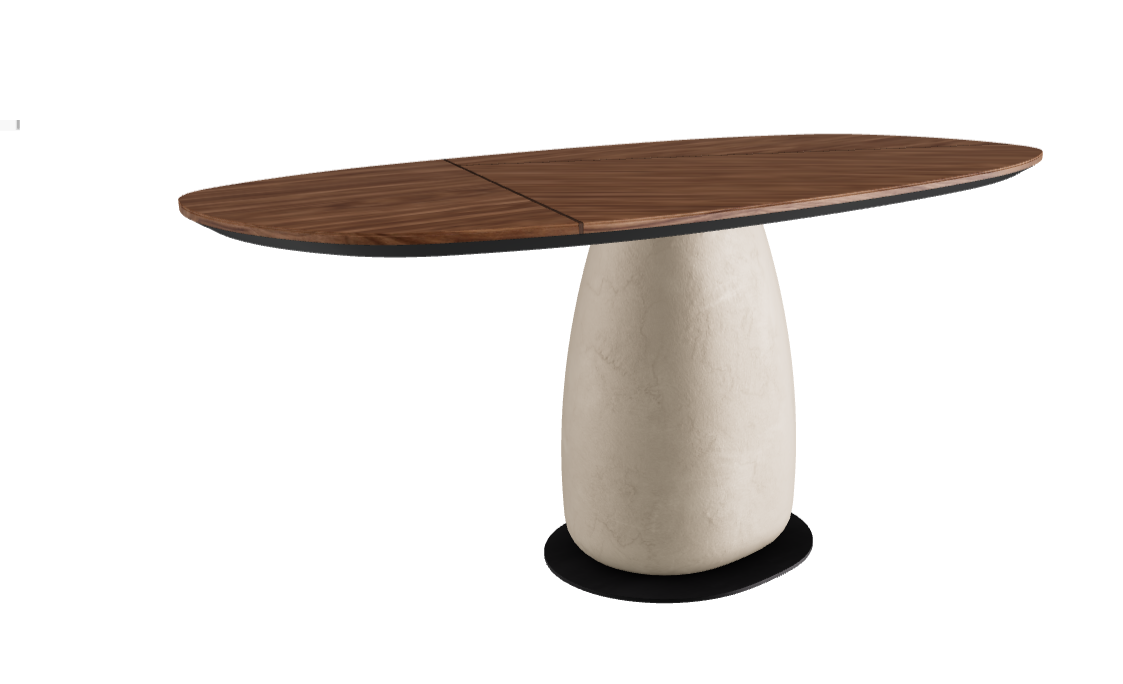 180x90x75.5h Y Oval Shaped_Walnut Canaletto_Cairo_Black Embossed