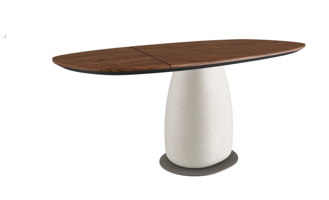 180x90x75.5h Y Oval Shaped_Walnut Canaletto_Oslo_Titanium Embossed
