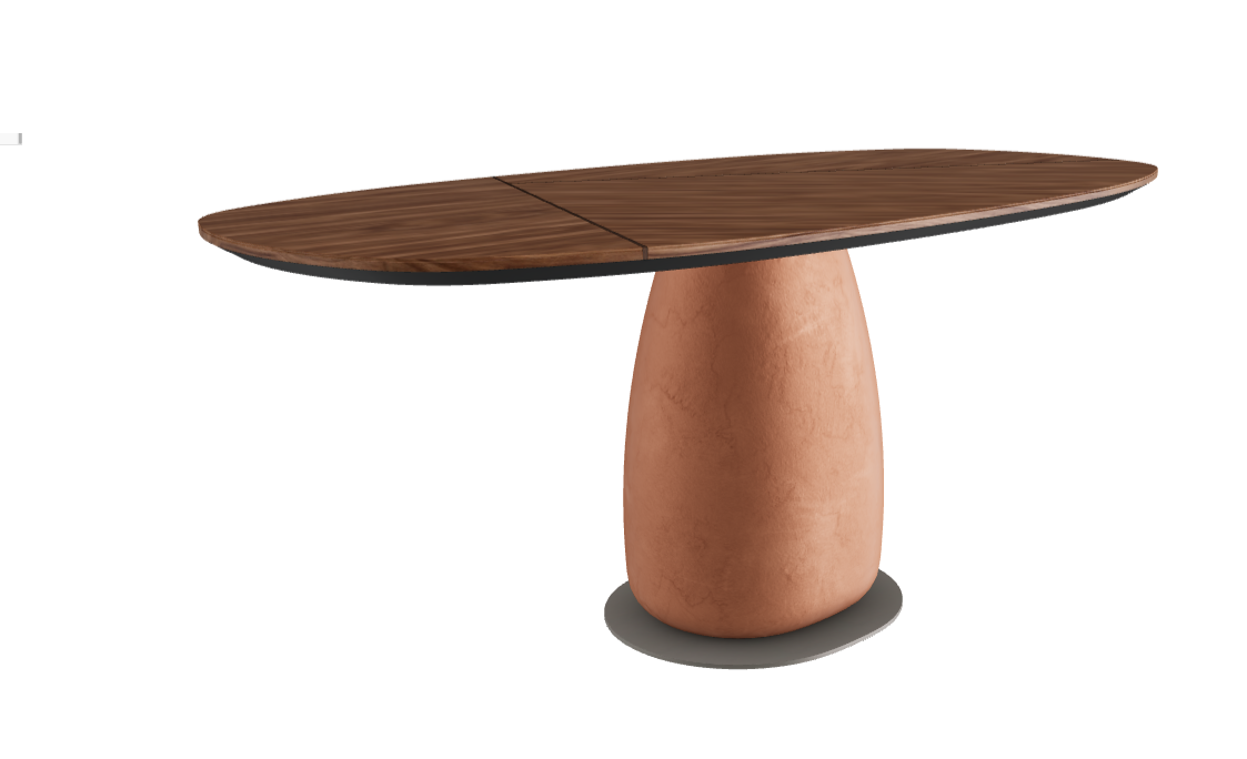 180x90x75.5h Y Oval Shaped_Walnut Canaletto_Marrakech_Titanium Embossed