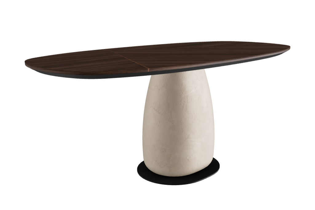 180x90x75.5h Y Oval Shaped_Burned Oak_Cairo_Black Embossed
