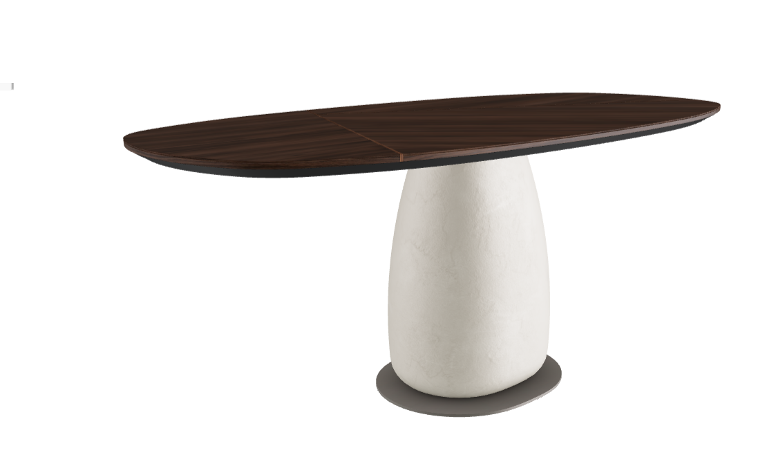 180x90x75.5h Y Oval Shaped_Burned Oak_Oslo_Titanium Embossed
