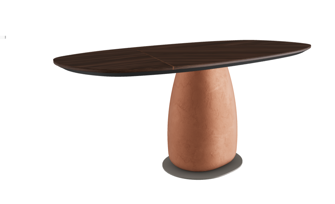 180x90x75.5h Y Oval Shaped_Burned Oak_Marrakech_Titanium Embossed