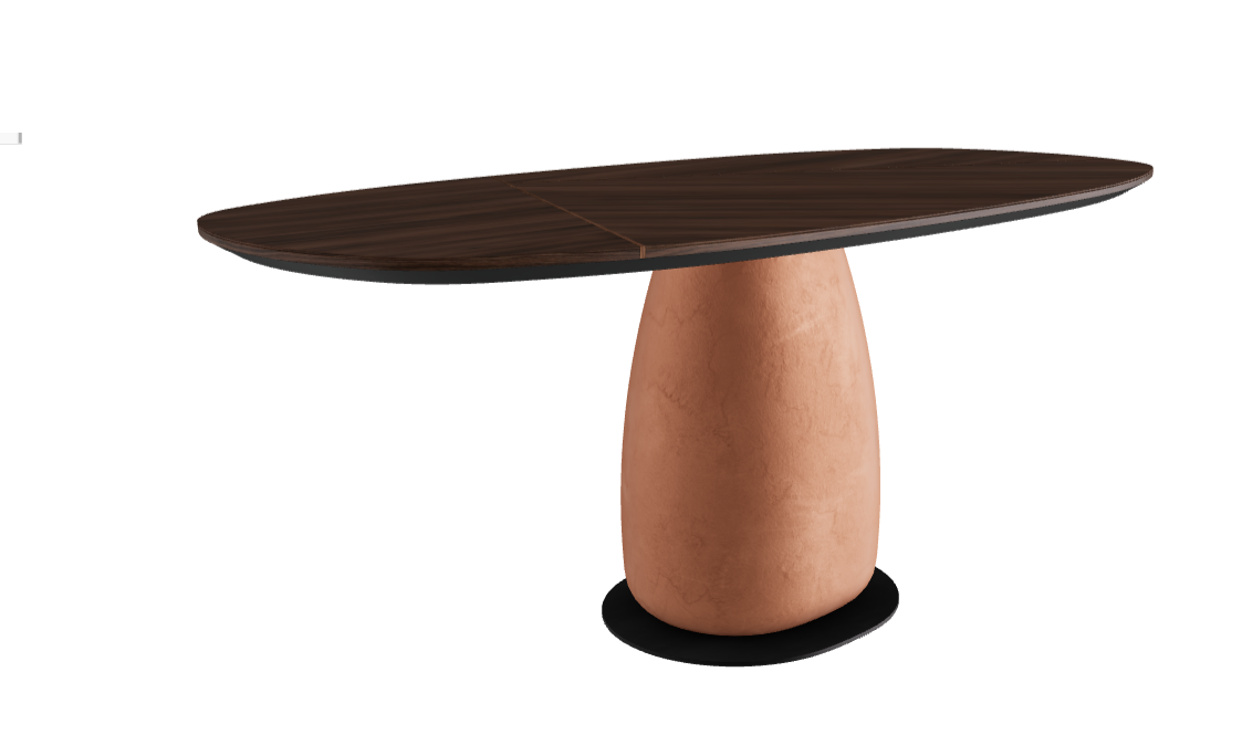 180x90x75.5h Y Oval Shaped_Burned Oak_Marrakech_Black Embossed
