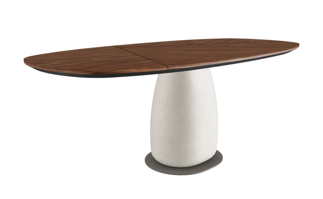 200x100x75.5h Y Oval Shaped_Walnut Canaletto_Oslo_Titanium Embossed