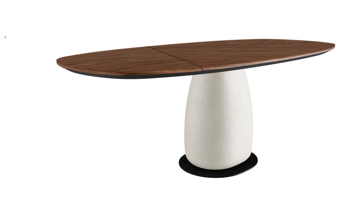 200x100x75.5h Y Oval Shaped_Walnut Canaletto_Oslo_Black Embossed