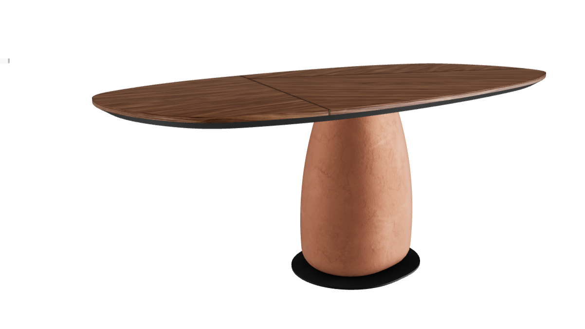 200x100x75.5h Y Oval Shaped_Walnut Canaletto_Marrakech_Black Embossed