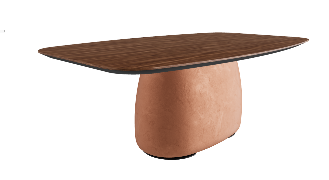 200×120×75h B Barrel Shaped_Walnut Canaletto_Marrakech_Black Embossed