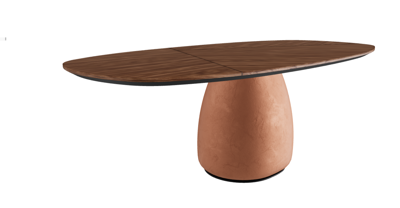 220×110×75h Y Oval Shaped_Walnut Canaletto_Marrakech_Black Embossed