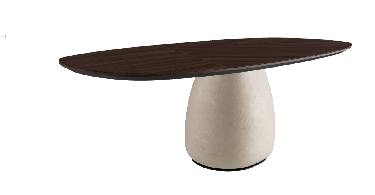 220×110×75h Y Oval Shaped_Burned Oak_Cairo_Black Embossed