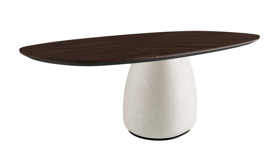 220×110×75h Y Oval Shaped_Burned Oak_Oslo_Black Embossed
