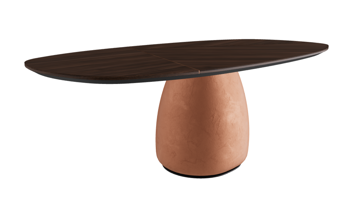 220×110×75h Y Oval Shaped_Burned Oak_Marrakech_Black Embossed