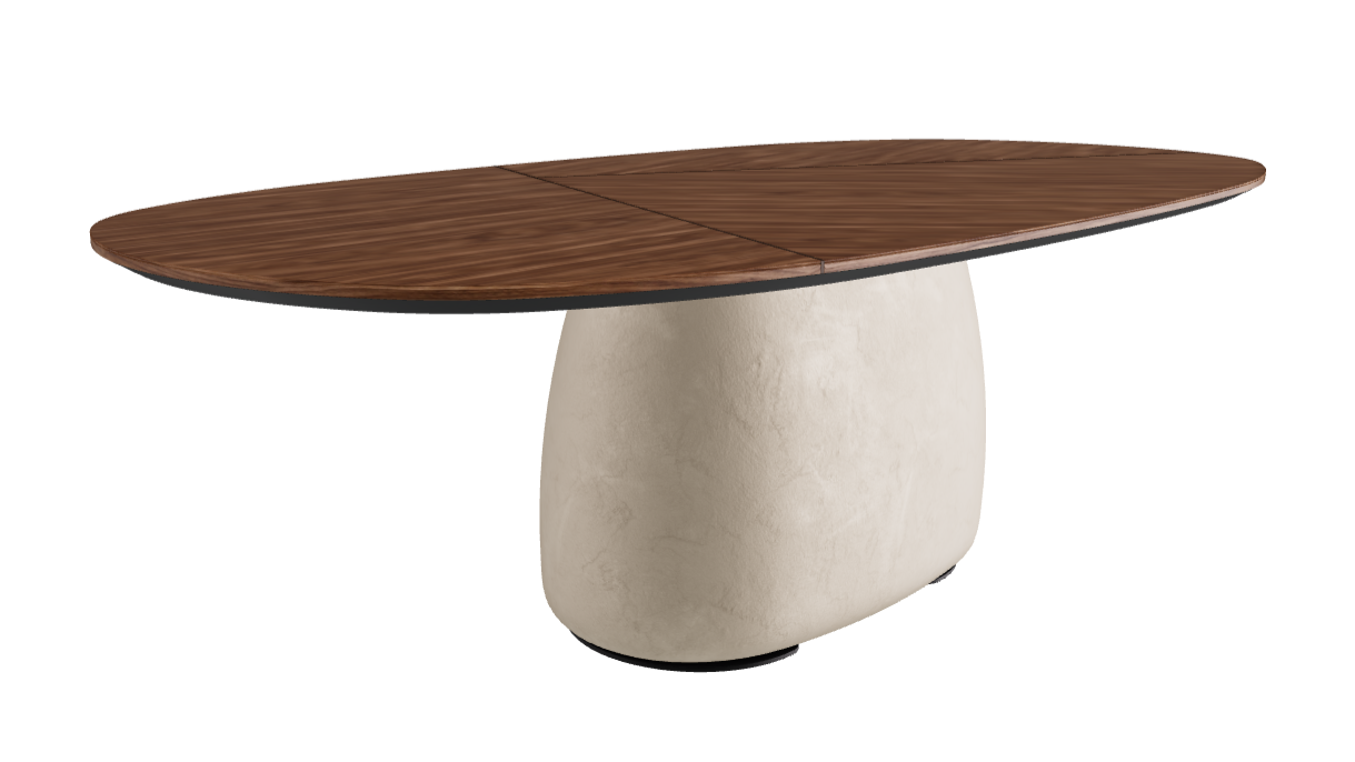 240×120×75h Y Oval Shaped_Walnut Canaletto_Cairo_Black Embossed
