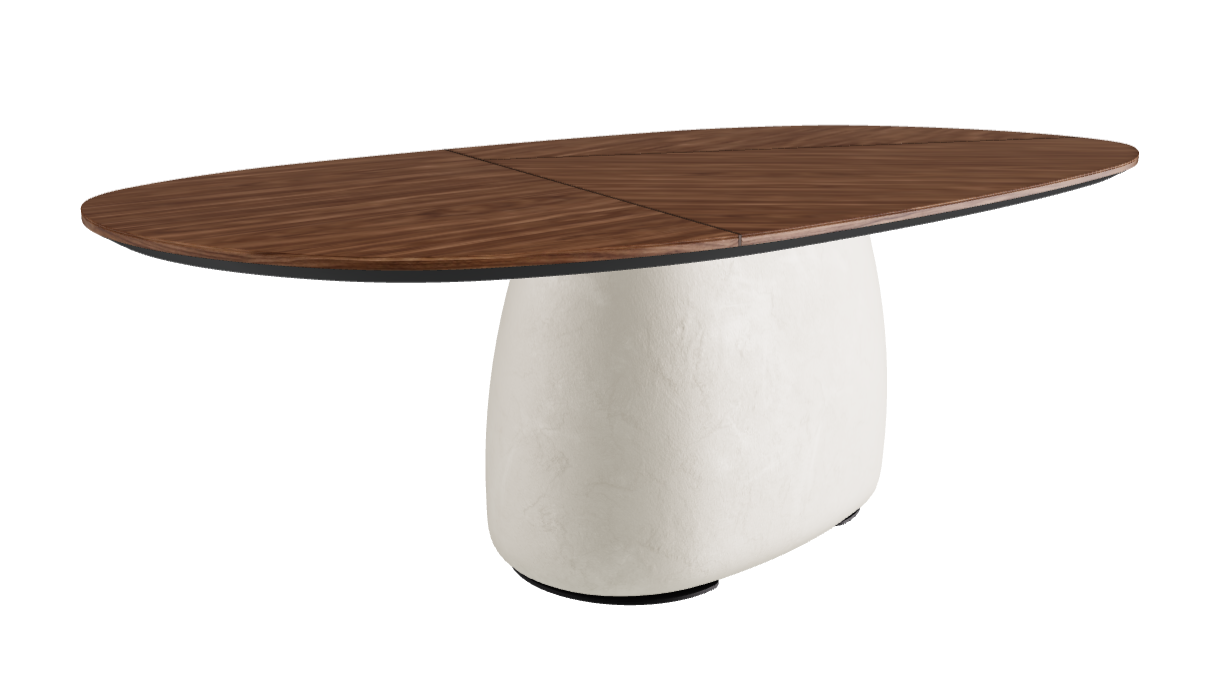 240×120×75h Y Oval Shaped_Walnut Canaletto_Oslo_Black Embossed